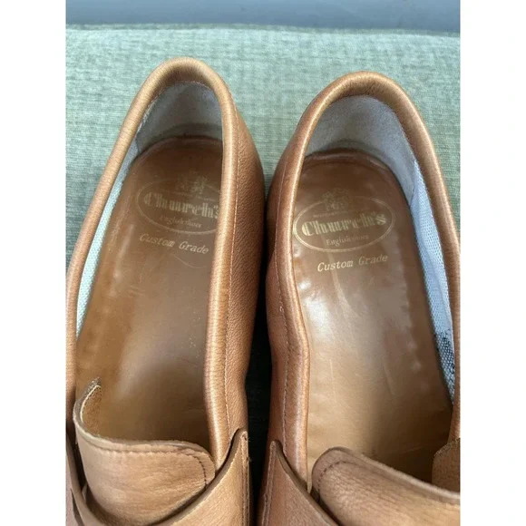 Vintage Church's‎ Custom Grade Leather Loafers Mens Size 9 Made in Italy Tan